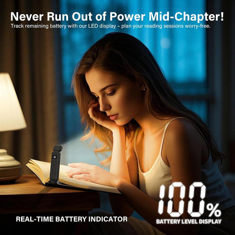 KTEBO Rechargeable Book Light with Clip & Battery Indicator, 9 Luminescence Modes, USB-C Portable 1.6 oz Ultralight Lamp for Night Reading in Bed, Readers - Black