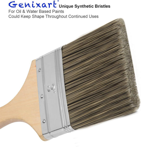 Double Thick Chip Paint Brush, 6 Pack, 3 inch / 75mm Stain Brushes for Painting Walls and Fence Staining, Wooden Handle Masonry Paintbrush for Varnish, Paste, Gesso and Limewash