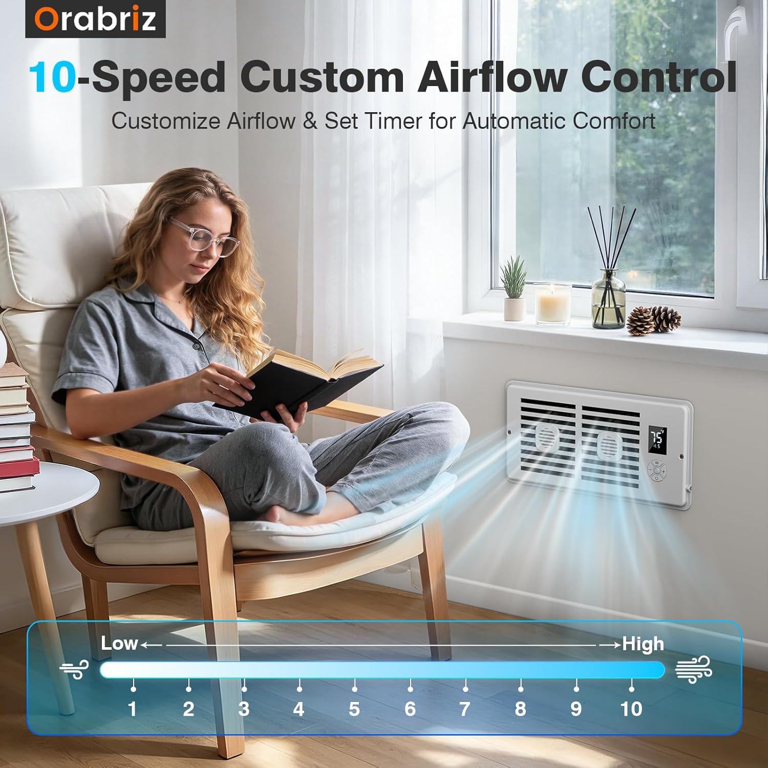 AC Vent Booster Fan 4" x 10" Register, Improves Room Airflow, 2Pack