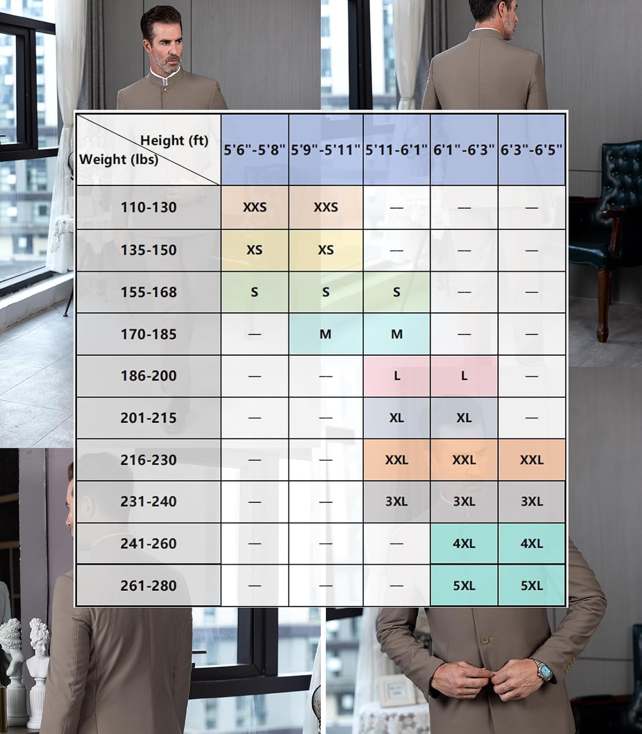 2 Piece Men's Chinese Suit Chinese Stand Collar Slim Fit Suits Front Button Blazer Pant Set