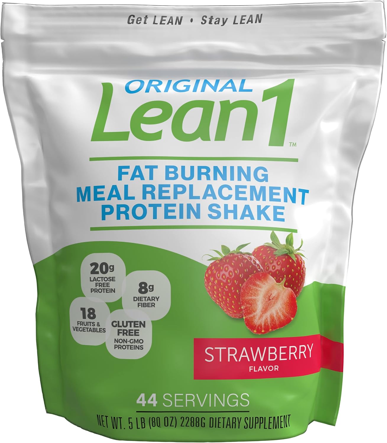 Lean1 Vanilla, Meal Replacement Protein Shake, 44 Servings in a 5lb Bag