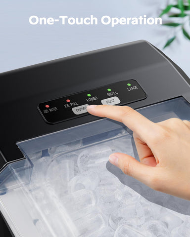 HOMEZAY Ice Maker Countertop, 9 Cubes Ready in 6 Mins, 26 lbs per Day, Ice Machine with 2 Ice Sizes and Self-Cleaning, Portable Ice Maker with Handle for Home, Kitchen, Camping, RV, Office, Black