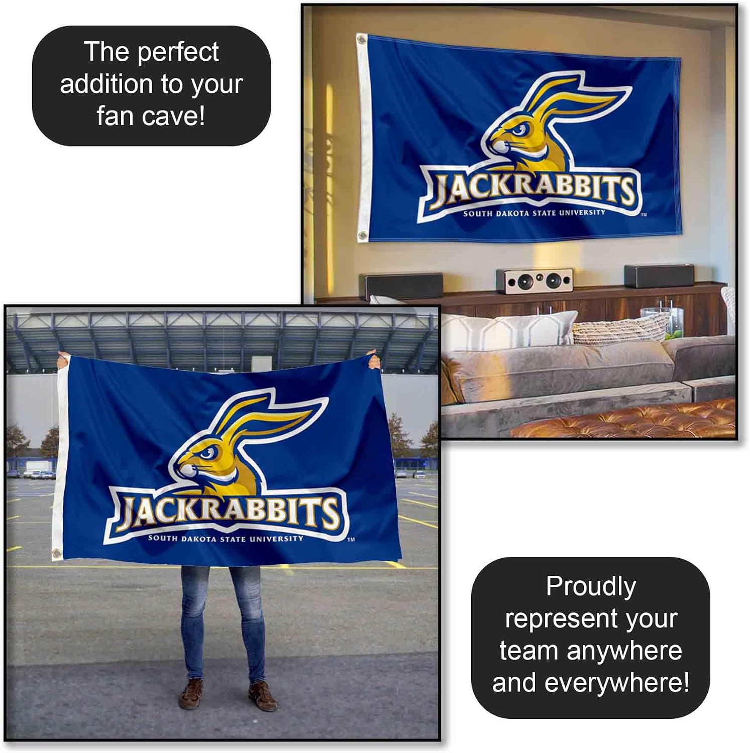 College Flags & Banners Co. South Dakota State Jackrabbits SDSU University Large College Flag