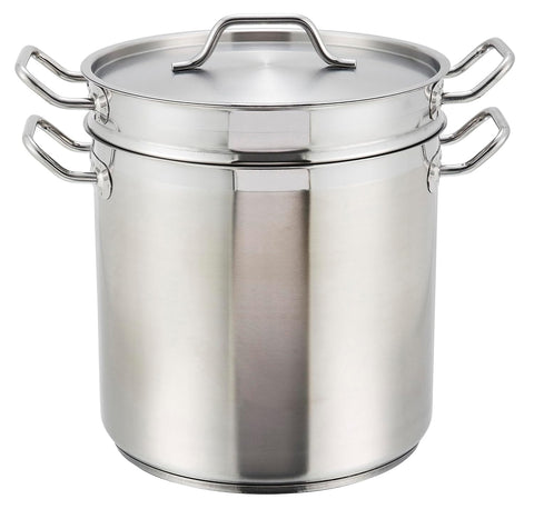 Winco 8 qt Stainless Steel Double Boiler with Cover
