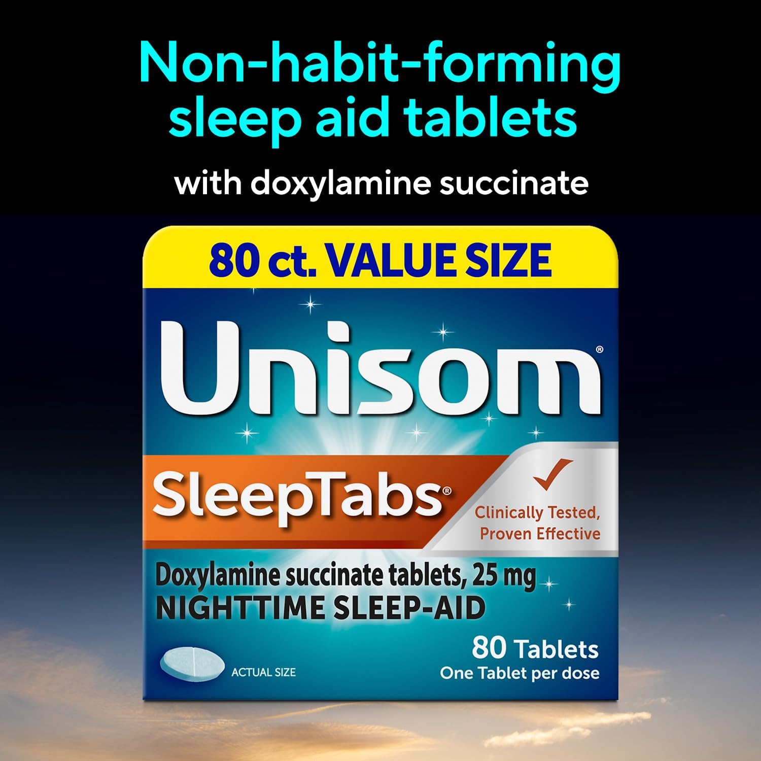 Unisom SleepTabs, Nighttime Sleep-aid, Doxylamine Succinate, 80 Tablets