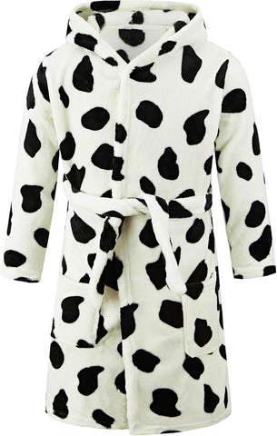 Kids Hooded Bathrobe Flannel Pajamas Dressing Gown for Boys Girls
