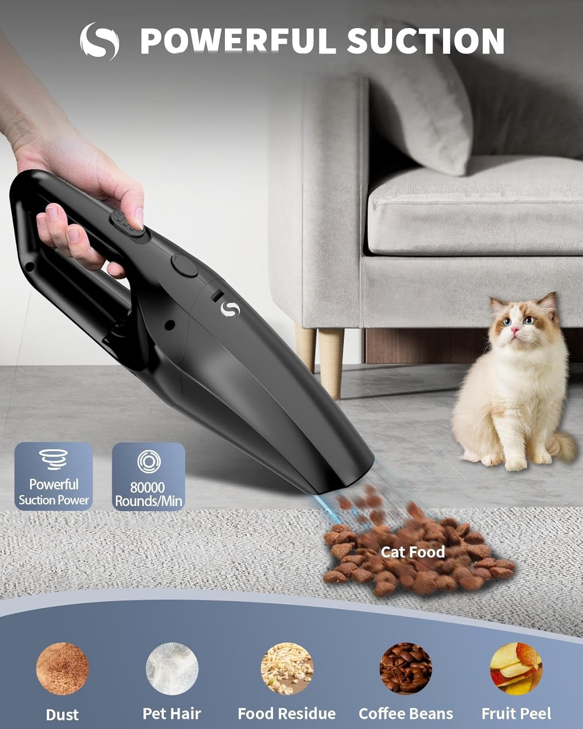 Handheld Vacuum Cordless, Portable Mini Car Vacuum