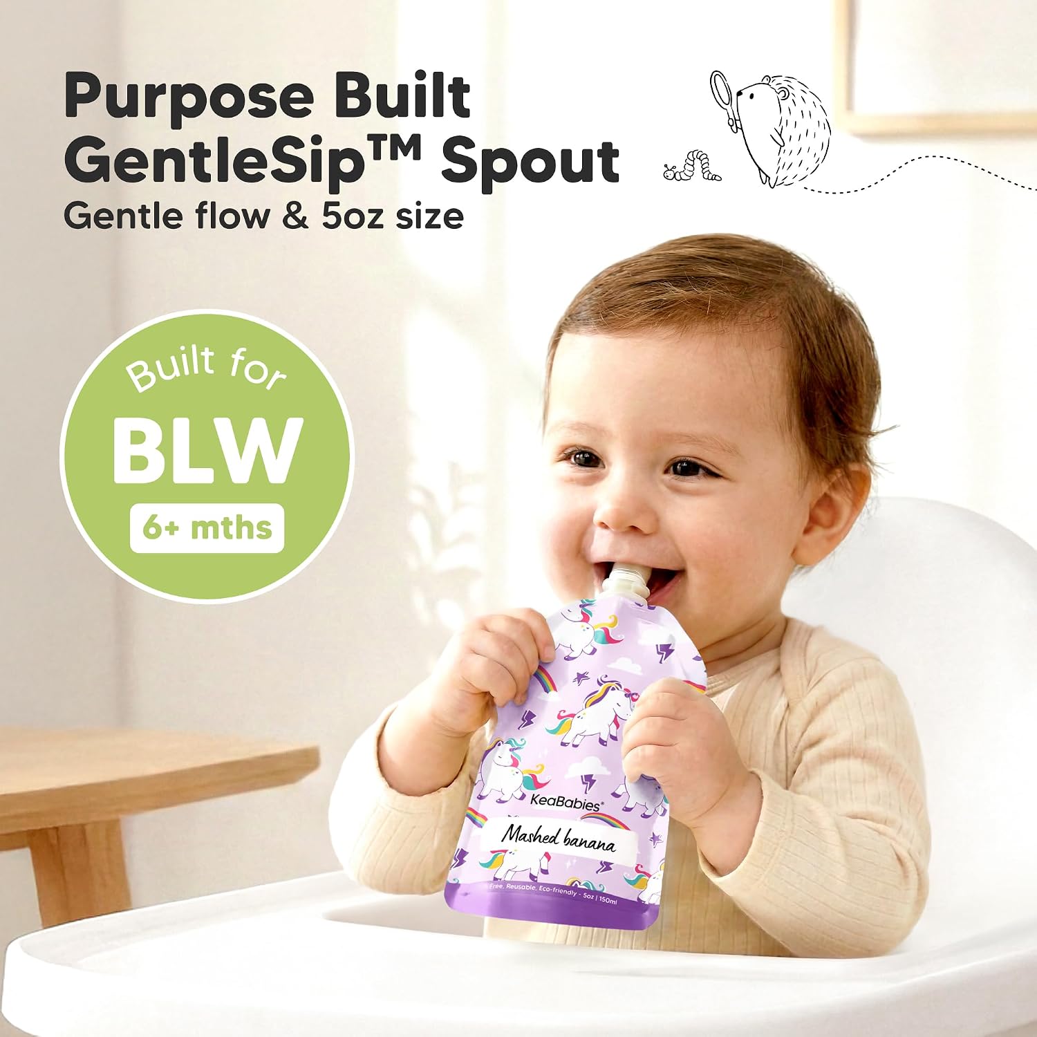 12-Pack Reusable Baby Food Pouches Refillable, 5oz, BPA-Free (Star Power)