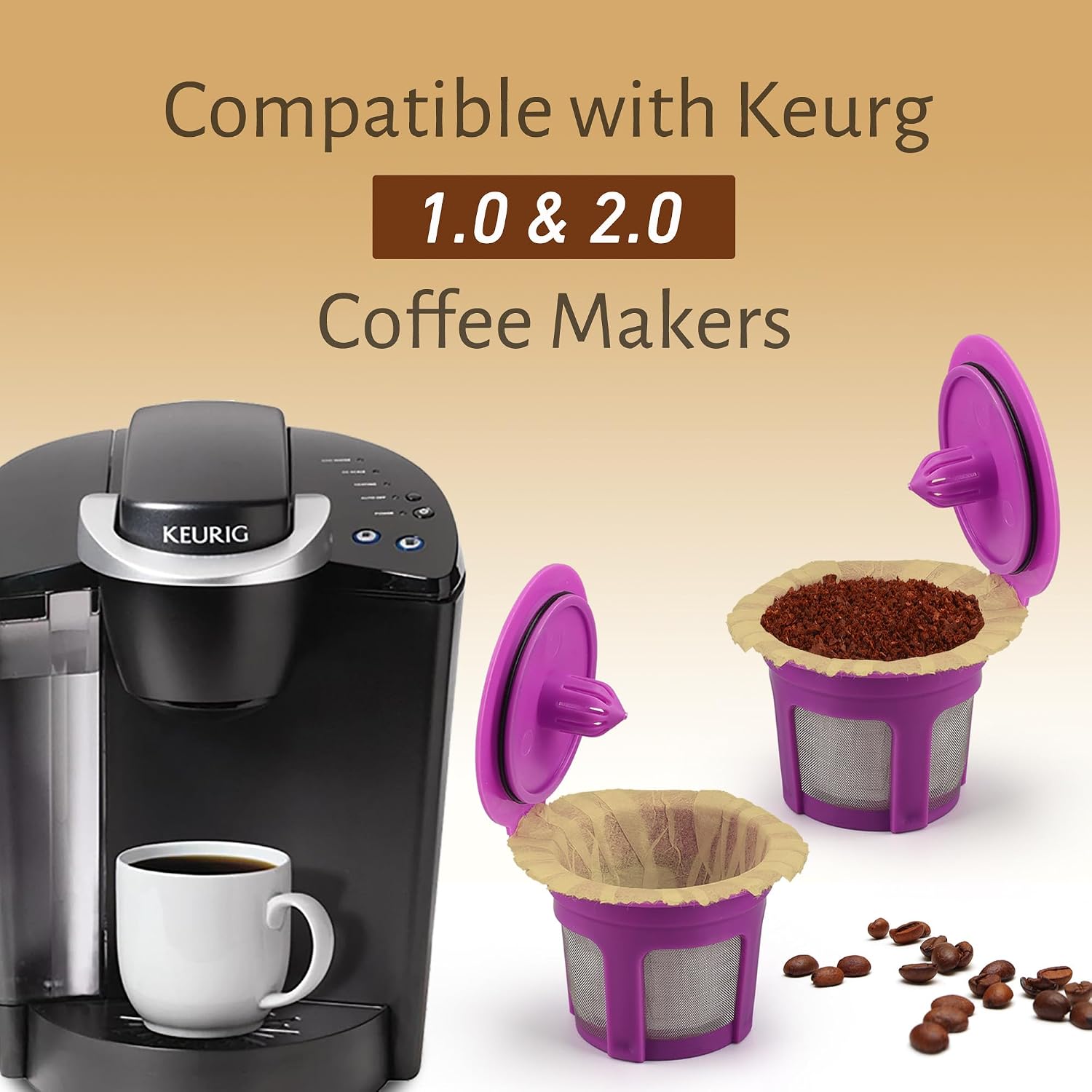 Irmidi 100 Disposable K Cup Paper Filters for Keurig 1.0 and 2.0, Natural