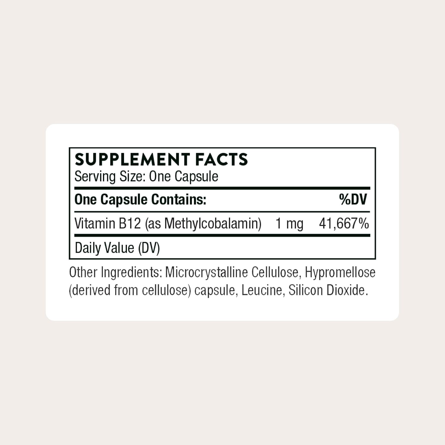 THORNE Vitamin B12 1,000 mcg, Active Methylcobalamin, 60 Capsules