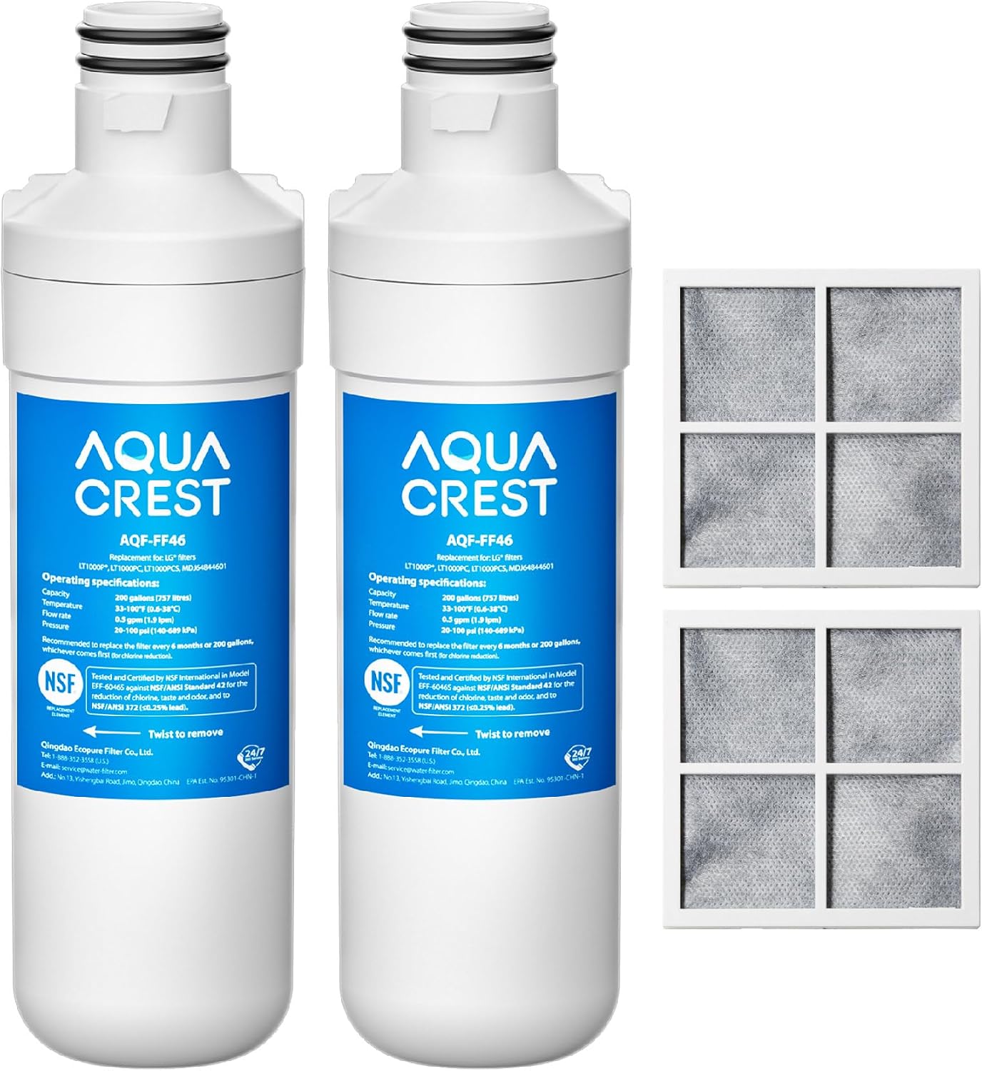 AQUA CREST LT1000PC Refrigerator Water Filter and Air Filter, 2 Combo
