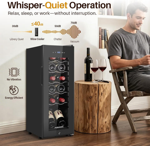 12 Bottle Wine Fridge, Slim Wine Cooler Refrigerator