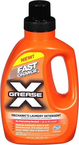 Fast Orange 22340 Fast Orange Grease X Mechanic's Laundry Detergent Liquid, 40 Fl. Oz. Stains, Soils & Odor Eliminator for Clothes, Heavy Duty Formula & Degreaser to Deep Clean Active Wear Clothing