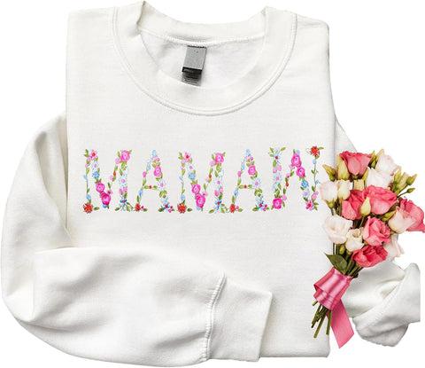 Embroidery Floral Mamaw Sweatshirts For Grandma Gift Sweatshirt From Grandkids Flower Gift Mothers Day Christmas