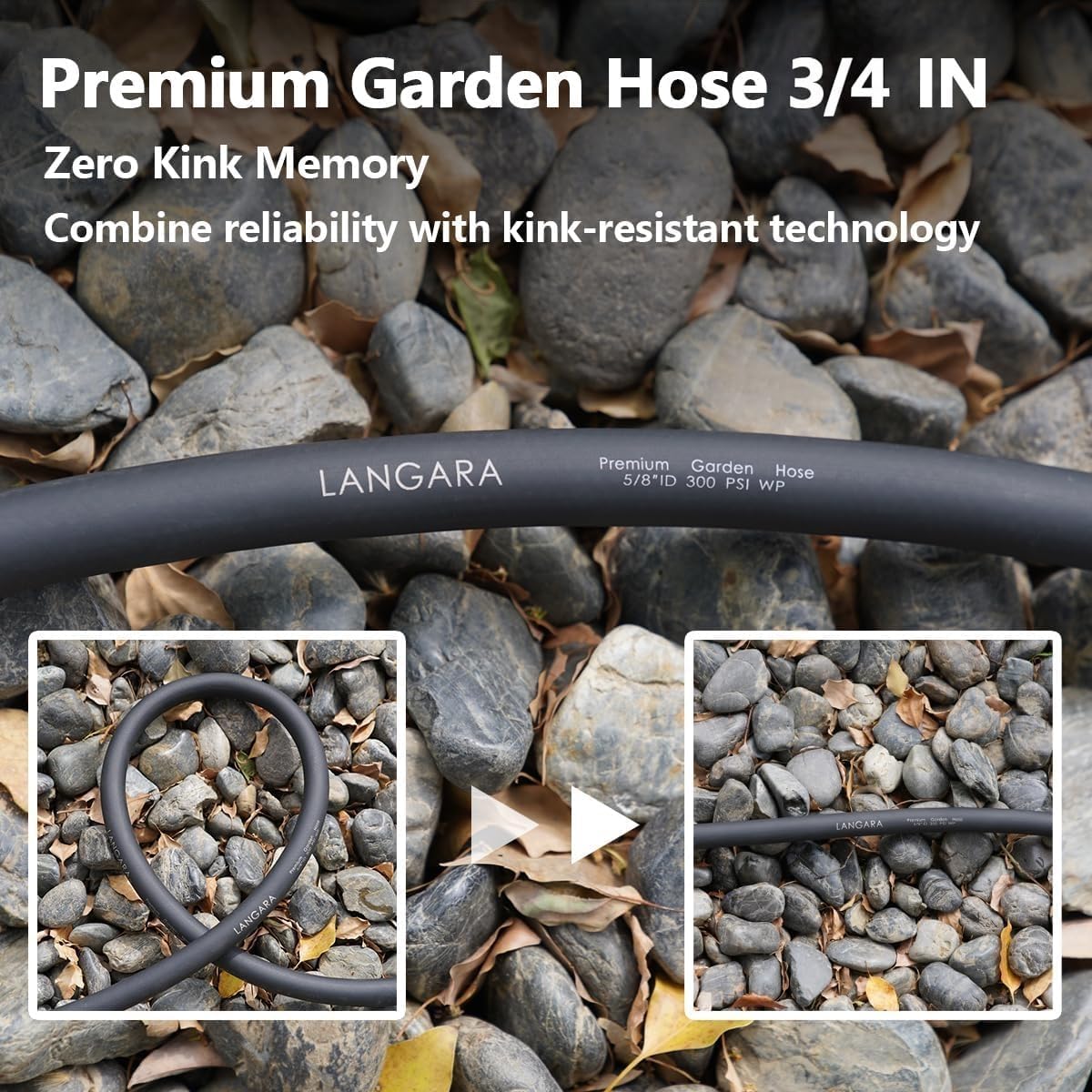 Heavy Duty Premium Garden Hose 150ft x 3/4", 300PSI Working, 1000PSI Burst, Hybrid Rubber Water Hose with Transparent Swivel Handle - Hot/Cold Water - Five Layered Braiding with Brass fittings (Black)