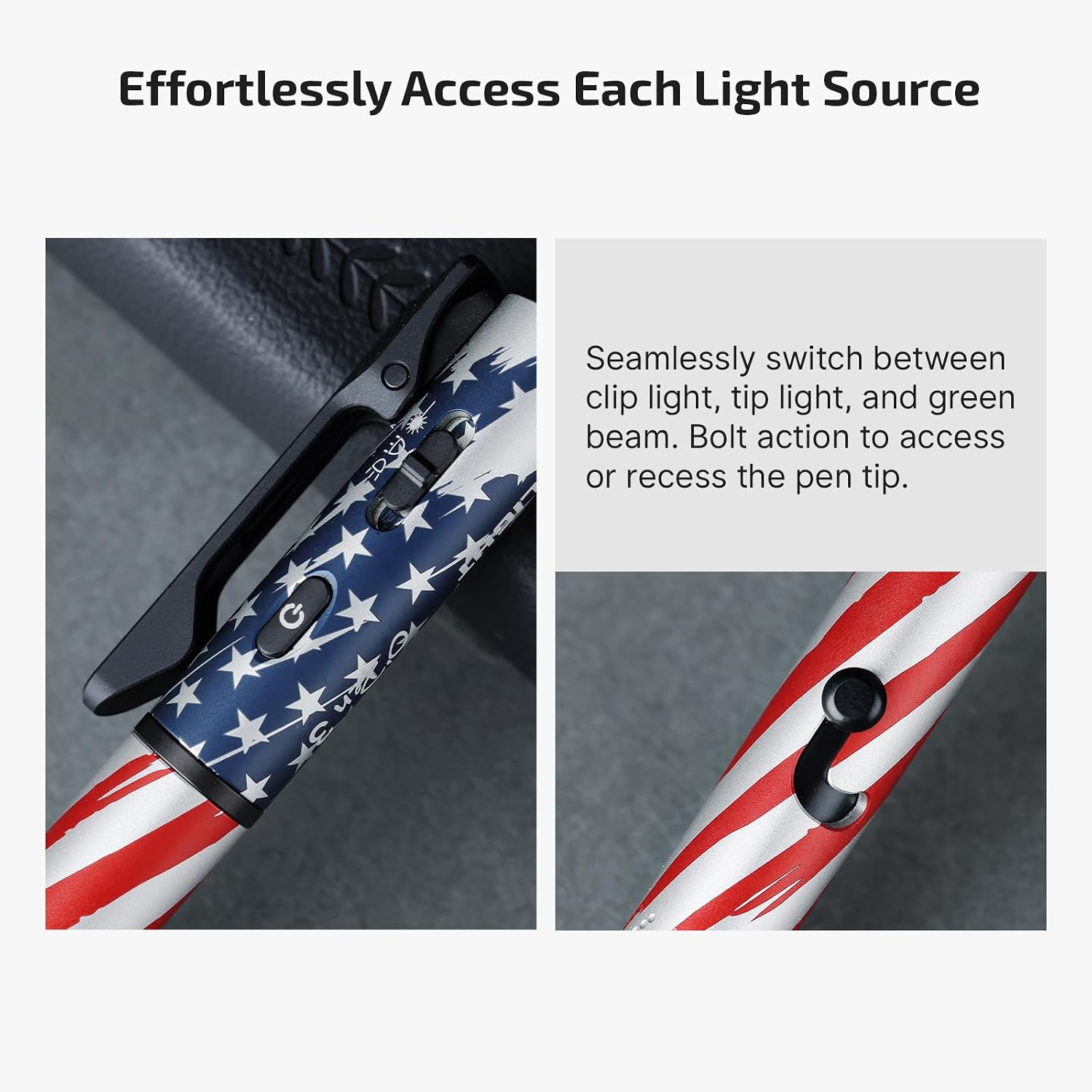 OLIGHT O'Pen 3 Pen Light, USB-C Rechargeable EDC Flashlight, Stars Stripes