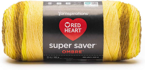 Red Heart Super Saver Ombre Yarn for Crocheting, Gold Bar, 2-Pack
