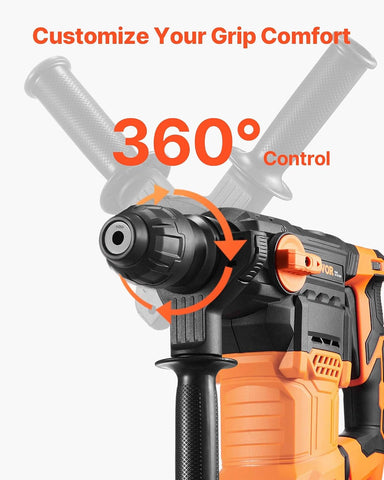 VEVOR 1-1/4 Inch SDS-Plus Rotary Hammer Drill, 13 Amp Corded Drills, Heavy Duty Chipping Hammers w/Vibration Control & Safety Clutch, Electric Demolition Hammers Variable Speed, Power Tool For Concret