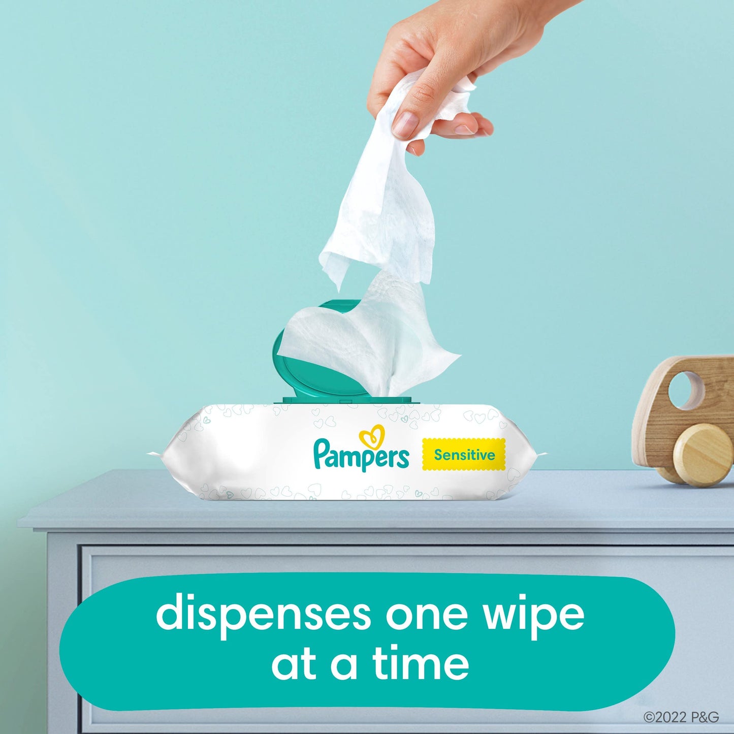 Baby Wipes, Pampers Sensitive Water Based Baby Diaper Wipes, Hypoallergenic and Unscented, 8 Pop-Top Packs with 4 Refill Packs for Dispenser Tub, 864 Total Wipes (Packaging May Vary)