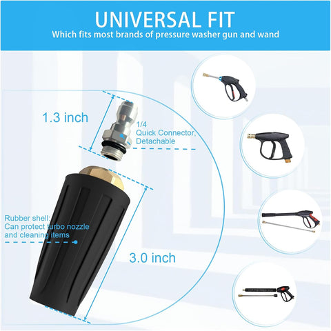 Turbo Nozzle Pressure Washer Tips, Max 4000 PSI, Upgrade 360° Rotating Turbo Spray Tips with 1/4" Quick Connector for Cleaning Car, Garden, Concrete Brick, 4.0 GPM 4.0 Orifice