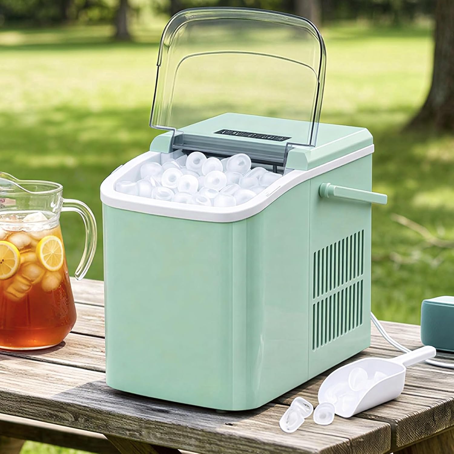 Ice Maker Portable Countertop with Handle, Basket & Scoop, 26Lbs/24Hrs