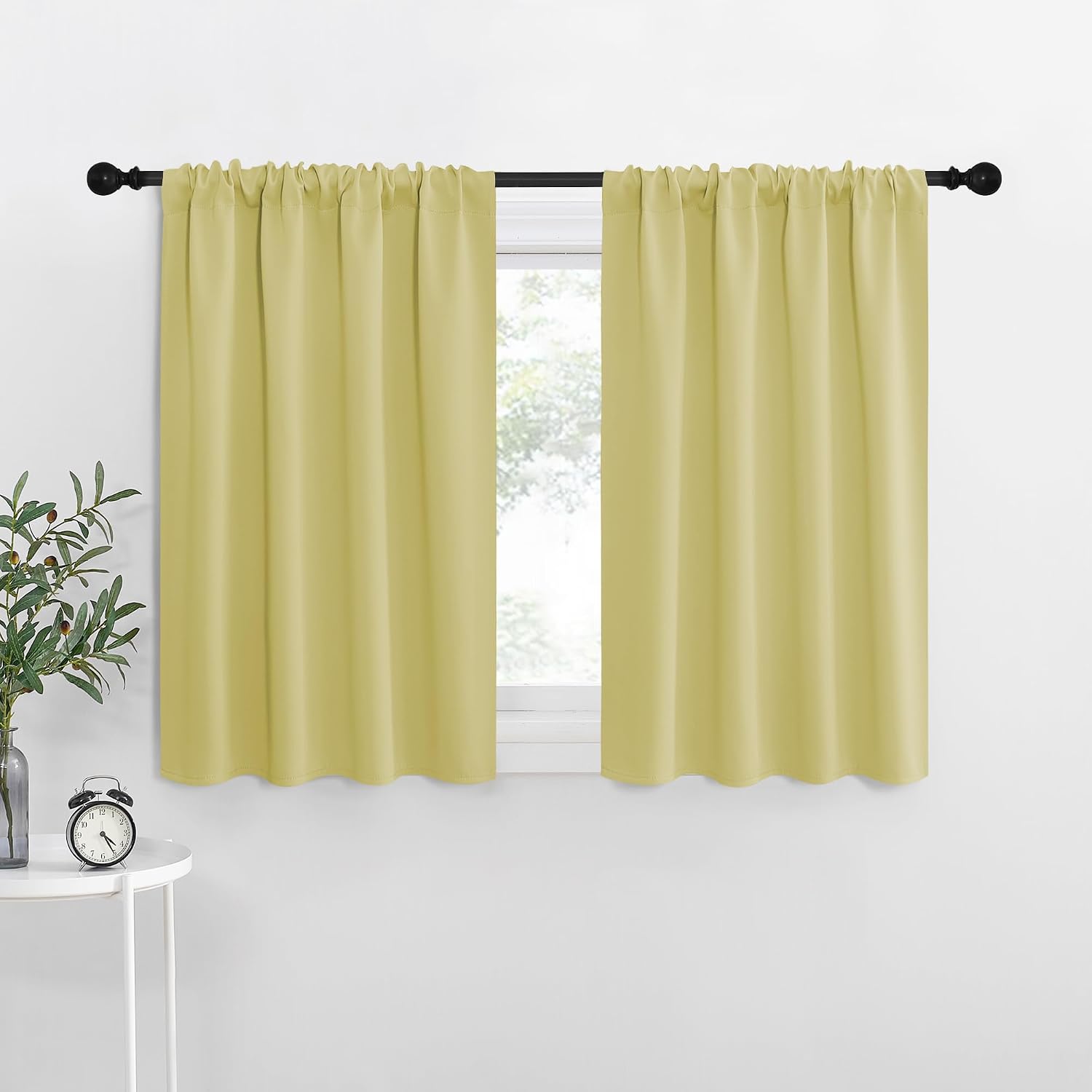 NICETOWN Blackout Curtains for RV Windows, Paler Yellow, 29" by 20", 2 Panels, Room Darkening Window Curtain Panels, Easy-Care Solid Thermal Insulated Draperies/Drapes for Daughter Room