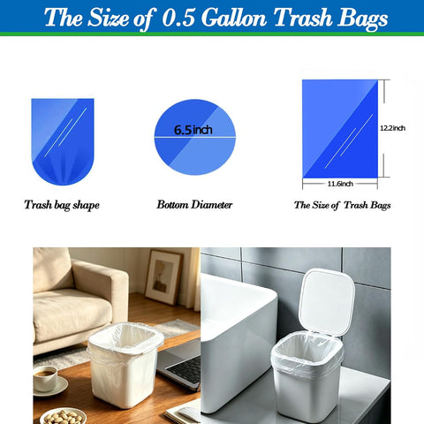 0.5 Gallon 250 pcs Mini Clear Trash Bags, Tiny Strong Garbage Bags,Small Plastic Bags for Desktop Trash Bin, Tiny Bathroom Trash Can Bin Liners,Mini Bags for Waste Basket Liner,Fit 2 Liters-Clear