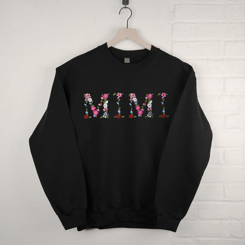 Embroidery Mimi Sweatshirts For Women Gift Sweatshirt From Grandkids Mimi Flower Grandma Gift Mothers Christmas