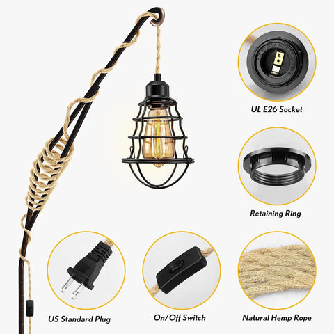 LYOOWNG Plug in Pendant Light Cord, 15FT Hanging Lights Cord, DIY Lamp Kit
