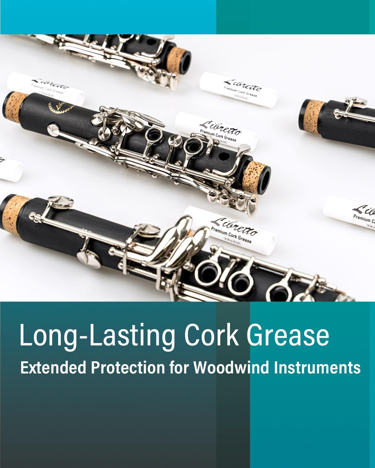 Libretto Clarinet Swab Kit, Pull Through Swab + Cork Grease, Microfiber Swab for Bb Clarinet, Odorless 0.16 oz Cork Grease for Woodwind Musical Instruments