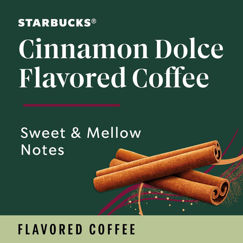 Starbucks Ground Coffee, Flavored Hot or Iced Coffee, Cinnamon Dolce, Six 11 oz Bags​ | 100% Arabica ground coffee; natural cinnamon dolce flavor; 6 bags, 11 oz each (66 oz total)
