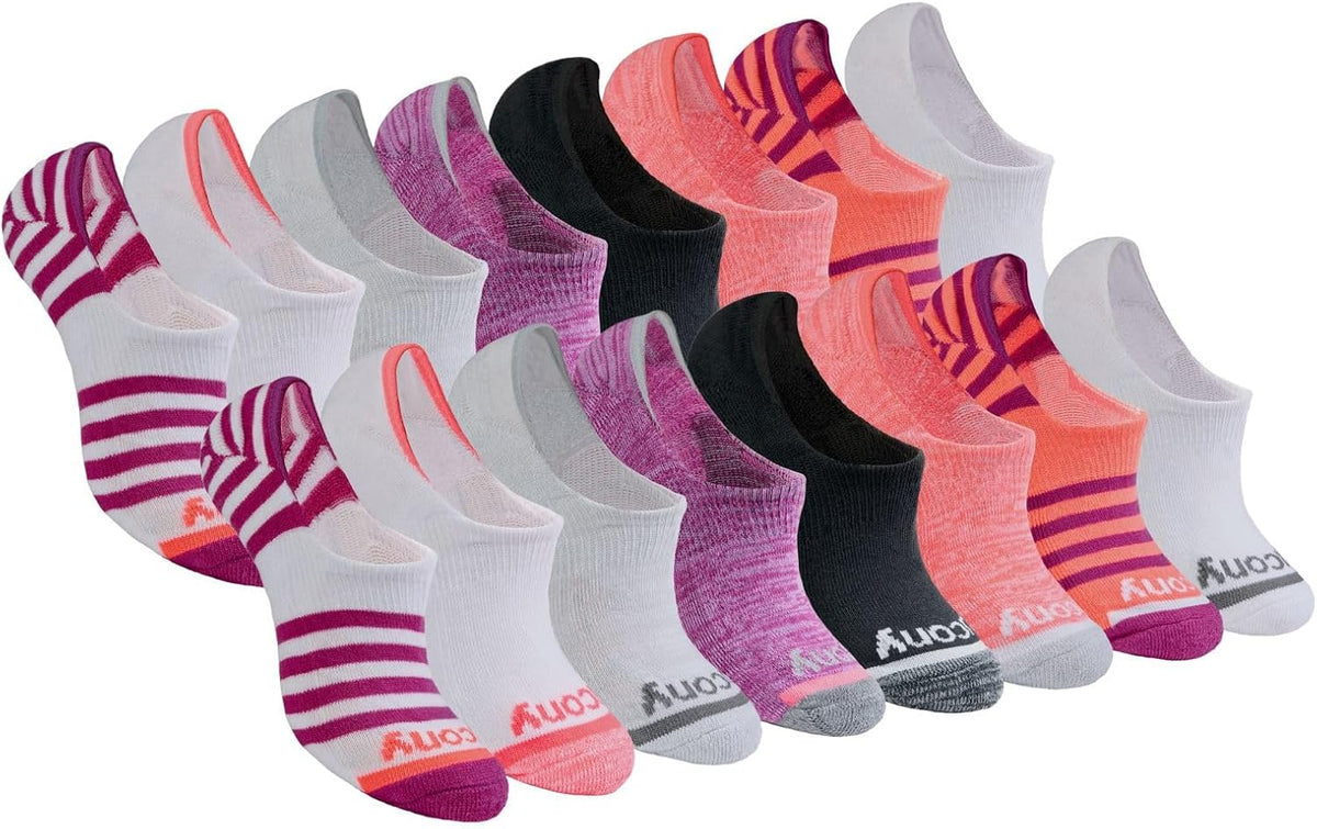 Saucony Women's No Show Cushioned Invisible Liner Socks (8, 16 Pairs)