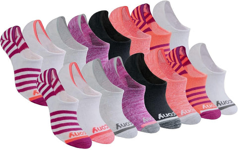 Saucony Women's No Show Cushioned Invisible Liner Socks (8, 16 Pairs)