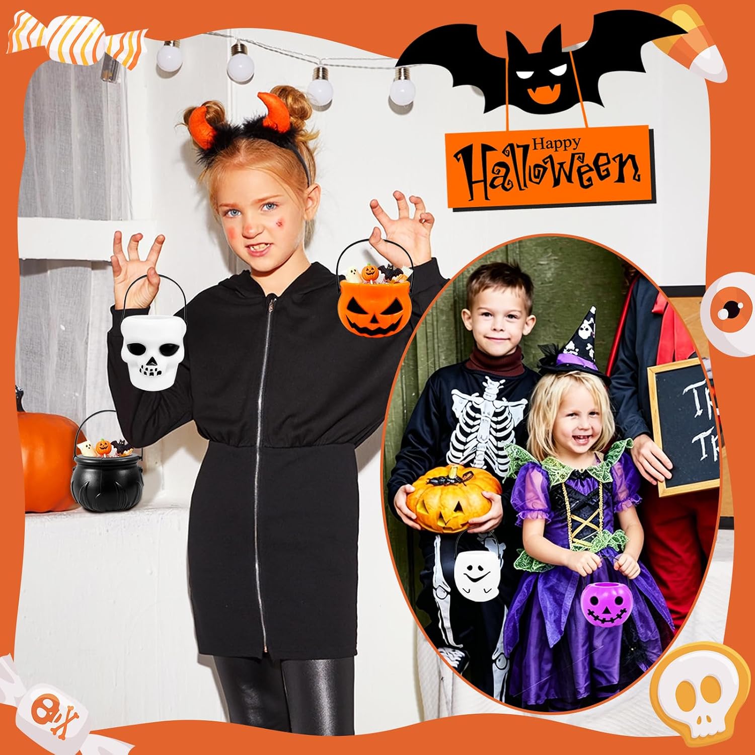36 Pieces Halloween Candy Bucket,12 Styles Mini Halloween Candy Holder