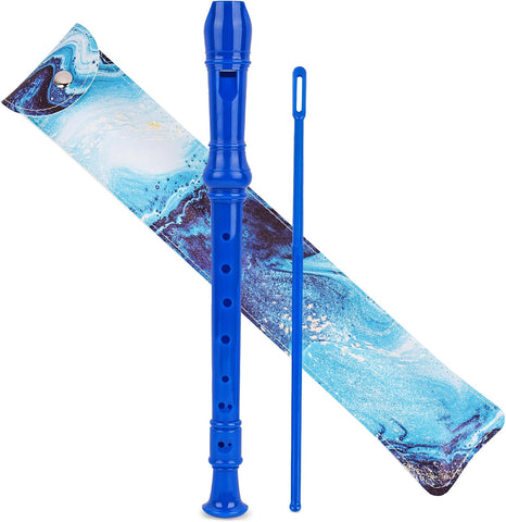 Recorder Instrument for Beginner Adults,8-Hole Soprano Descant Recorder Music Flute with with Cleaning Rod & Leather Case For Home Entertainment(2-Blue Quicksand)
