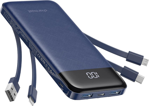 charmast Portable Charger Power Bank with Reinforced Built-in 4 Cables