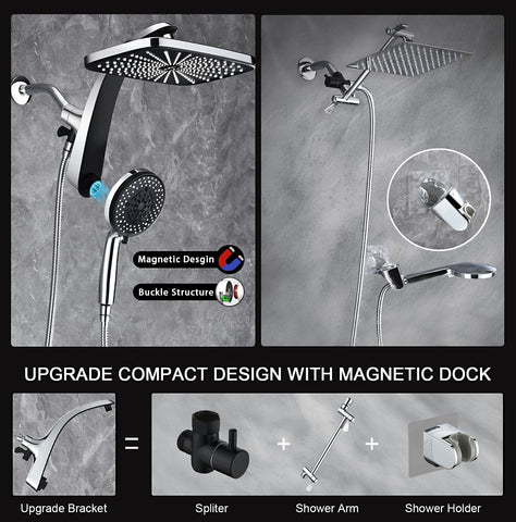 Rain Shower Head with Handheld Showerhead, Chrome 1.8GPM 460311