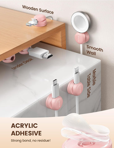 Lamicall 6 Pack Pink Rotatable Spring Cord Organizer Cable Clips