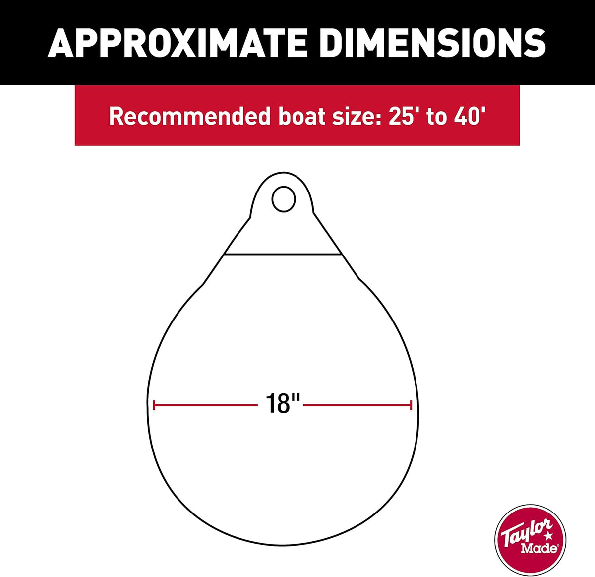 Taylor Made 1149 Tuff End Buoy, White, 18" Diameter, 57" Circumference