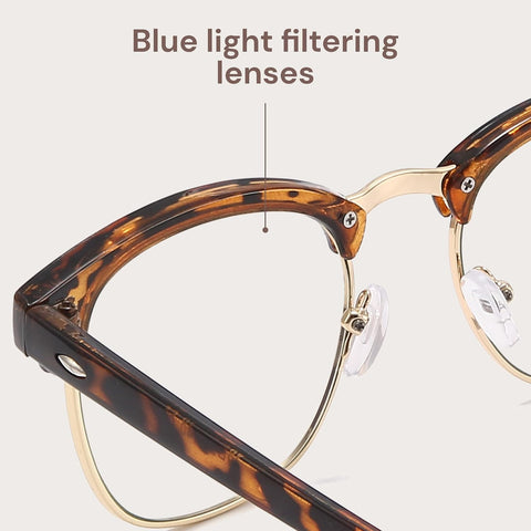 racico Blue Light Glasses for Men Computer - Gaming Blocking Anti Eyestrain UV Clear Lens Vintage Half Frame Fake Eyeglasses