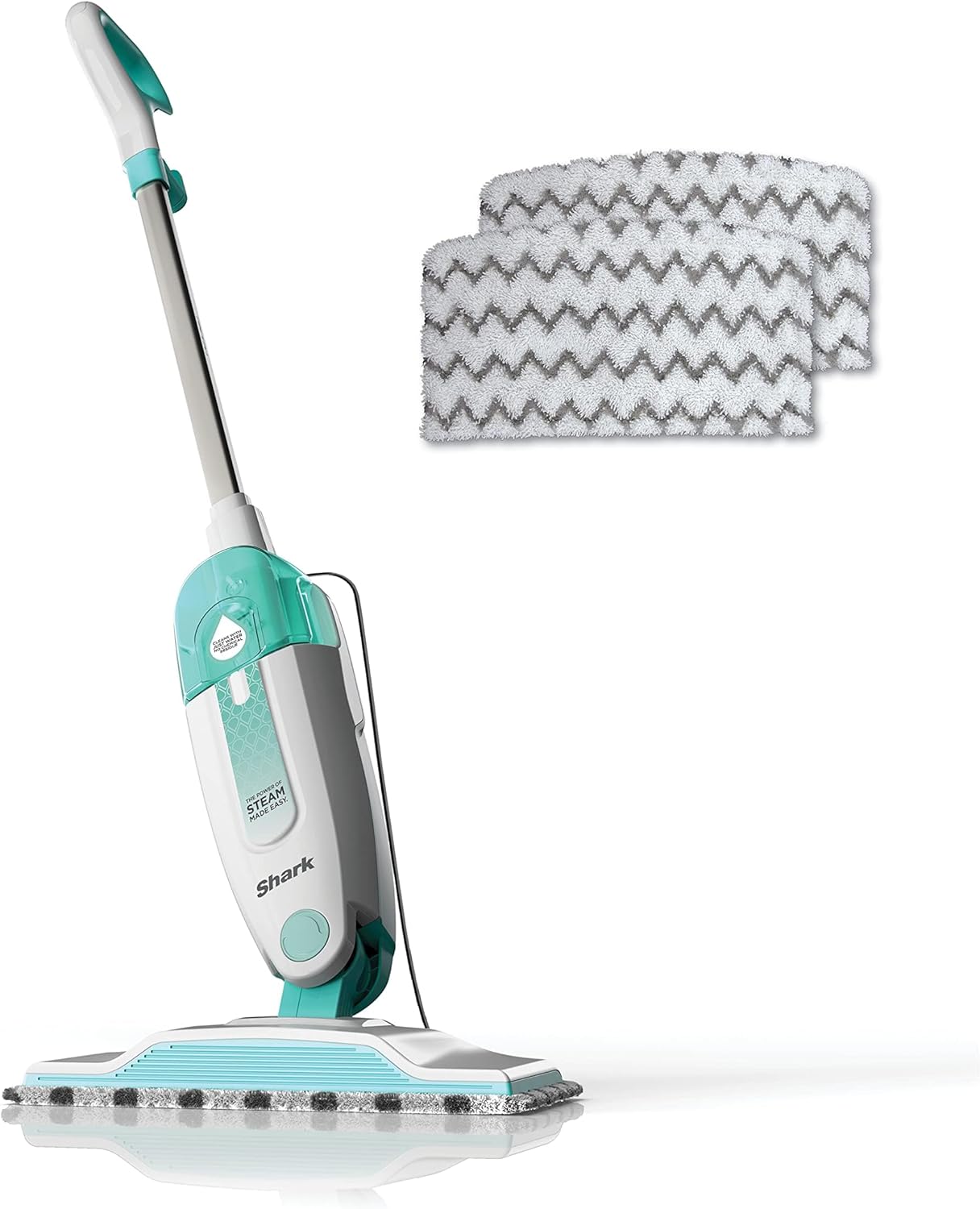 Shark Steam Mop for Sealed Hard Floors with 2 Dirt Grip Pads, White, S1000