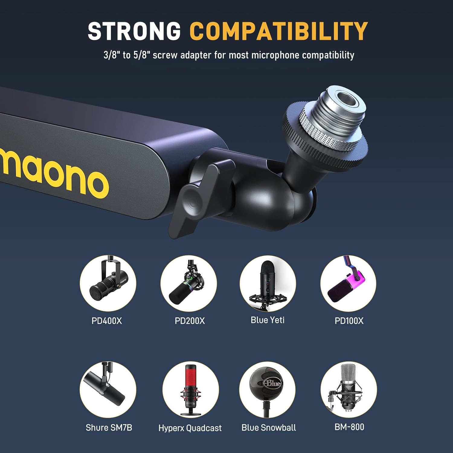 MAONO BA92 Low Profile Mic Boom Arm, Cable Management Microphone Stand