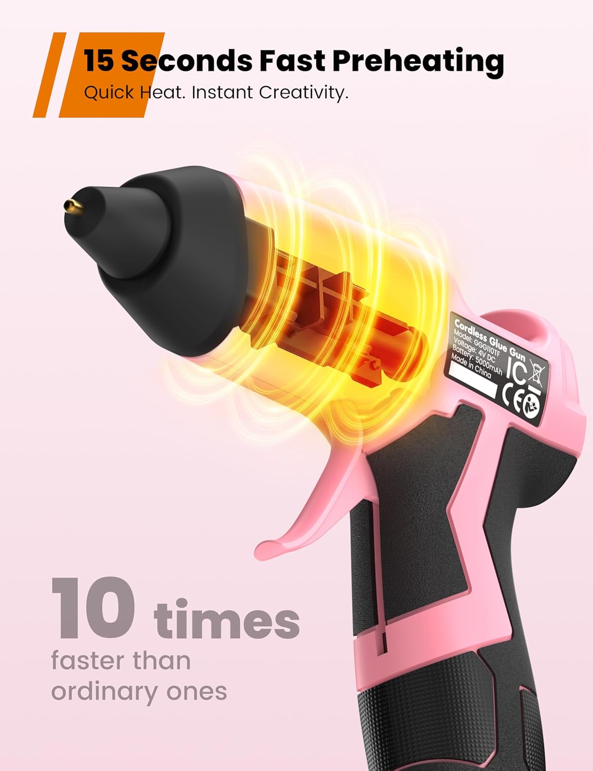 GoGonova Cordless Hot Glue Gun Kit, 5Ah Battery, Includes 25 Glue Sticks
