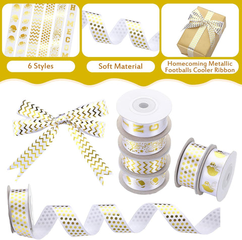 60 Yard Homecoming Mum Ribbon 7/8 Inch Gold Football Satin Ribbon