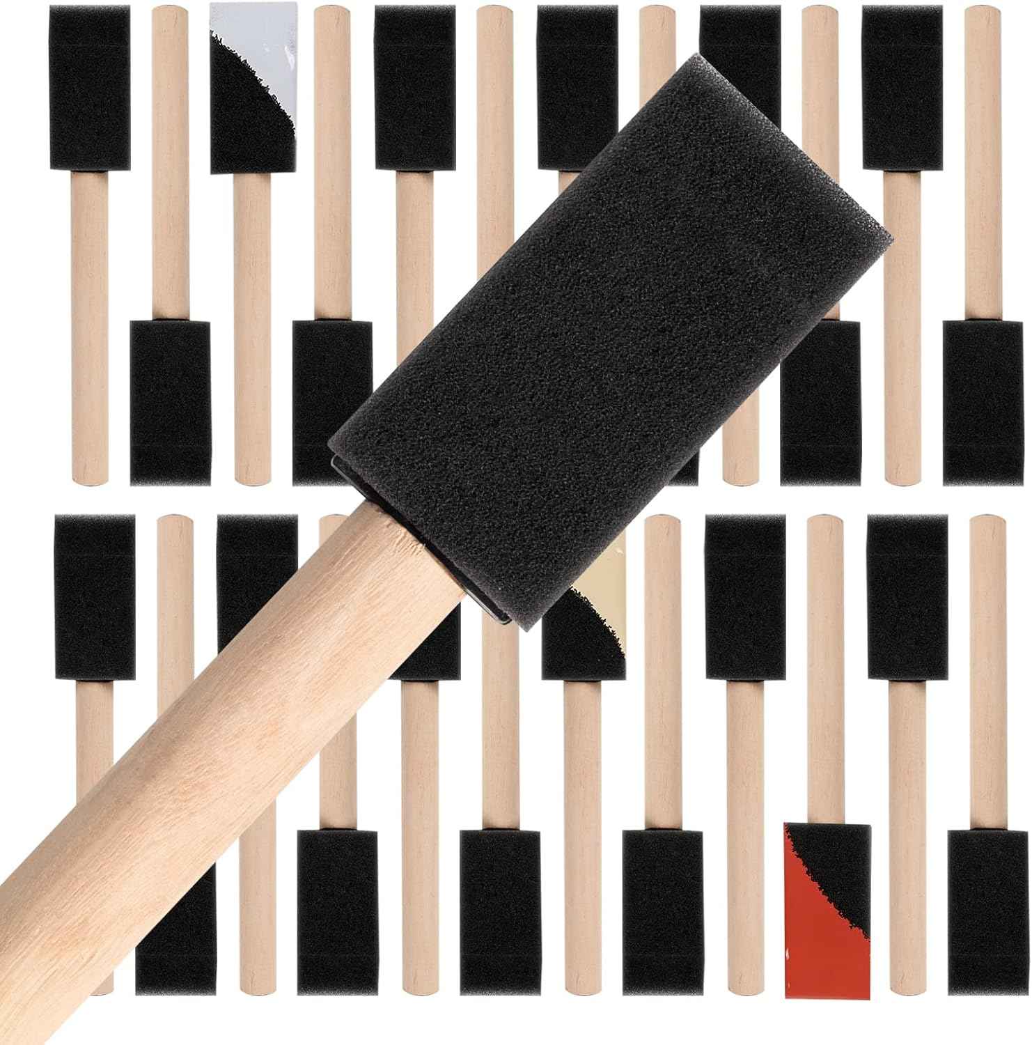 Mister Rui 24 Pack 1 Inch Foam Paint Brushes for Painting and Cleaning
