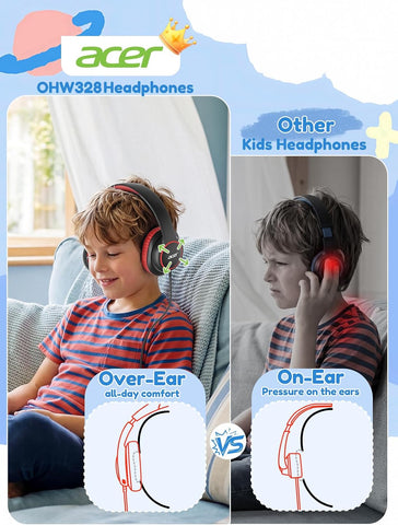 Acer OHW328 2 in 1 Kids Headphones Wired for School - 3.5mm & USB-C Jack