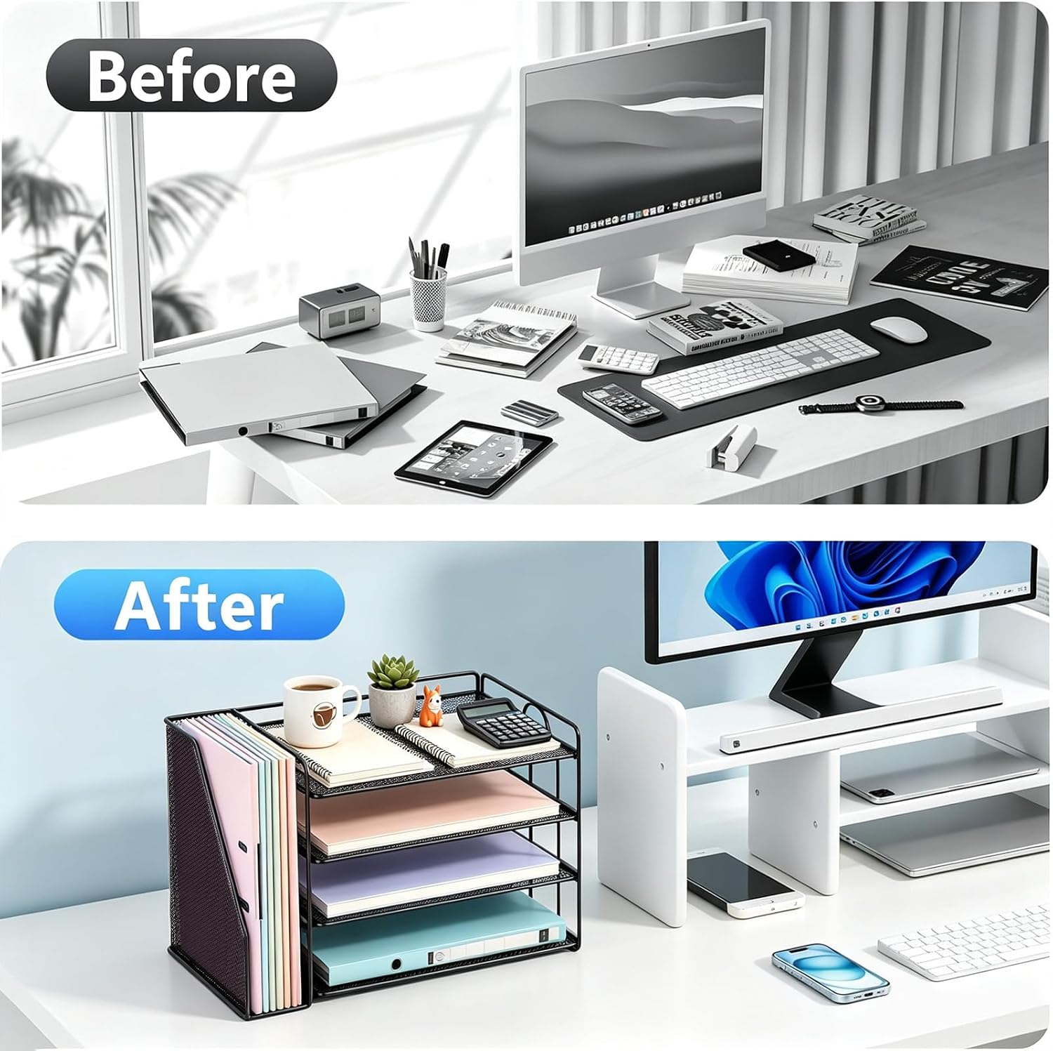 gianotter 4-Tier Paper Organizer With Magazine Holder