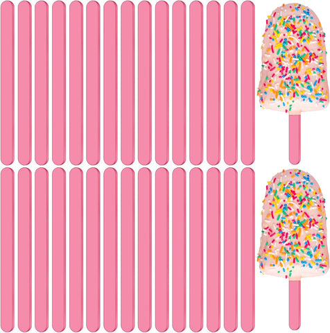 30 Pcs Reusable Acrylic Cakesicle Sticks, 4.5 Inches, Pink