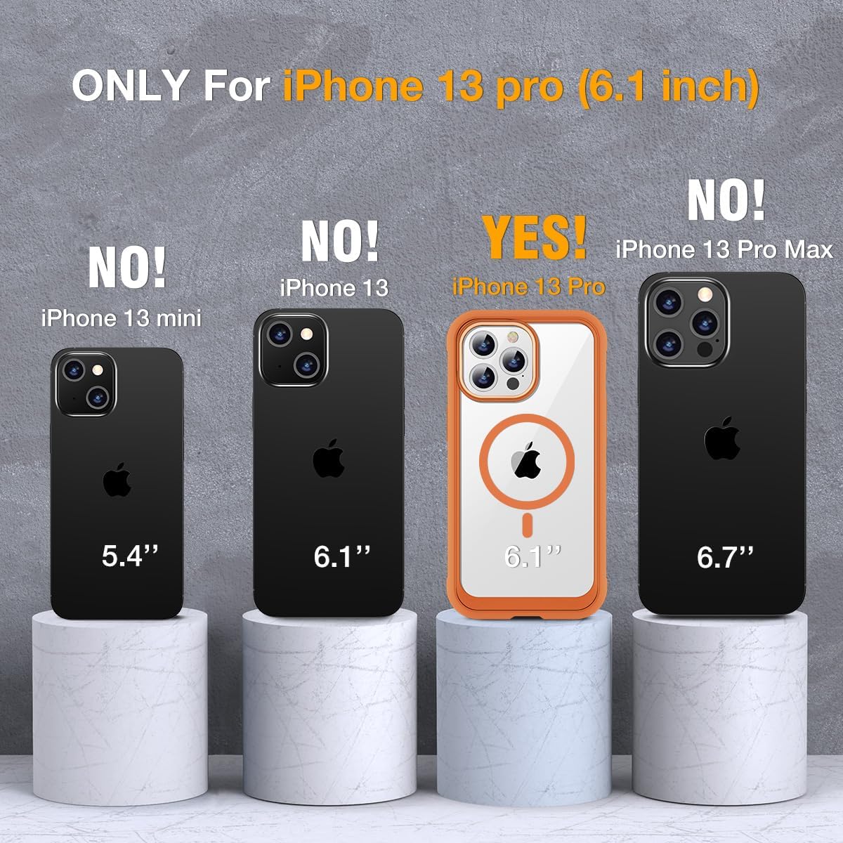 Miracase for iPhone 13 Pro Case 6.1",Built-in Glass Screen Protector,Orange