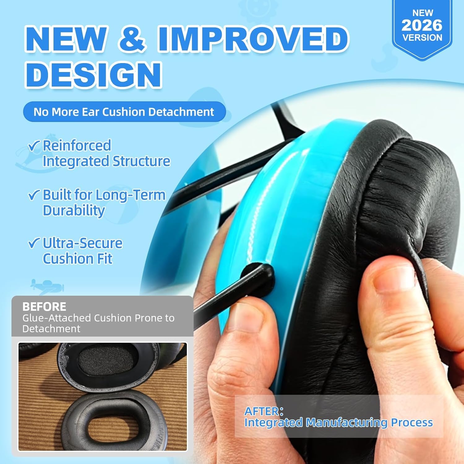 ZOHAN Kids Ear Protection 2 Pack, 25dB NRR Noise Cancelling Headphones for Kids, with Pillowy Pads, for Monster Truck, School, Autism, Sensory, Fireworks, Concerts, Events (Blue+Green)
